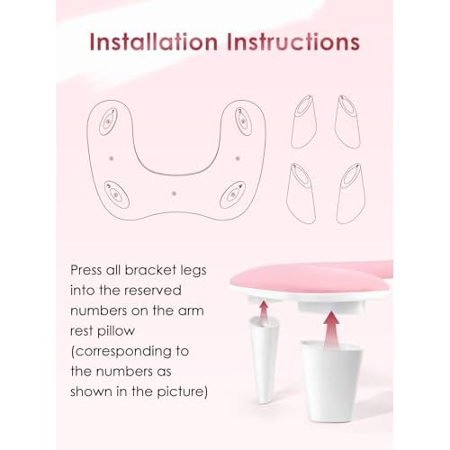 Arm Rest for Nails Tech - U-shaped Manicure Nail Hand Rest Pillow Cushion, Big Microfiber Leather Nail Arm Rest Stand for Acrylic Nail Art Tech (Pink)