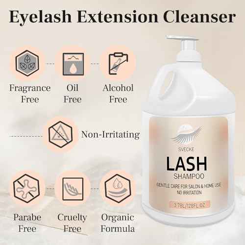 Eyelash Shampoo, 128 fl.oz/3.78L, with 50 Lash Extension Aftercare Cards, Foaming Cleanser for Professional Salon and Home Use