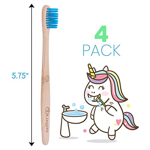 Lingito Natural Bamboo Toothbrushes, BPA Free Soft Bristles, Nature-Friendly, Natural, Organic & Vegan Toothbrush Pack, Individually Packaged (Natural Child Bamboo Toothbrushes)