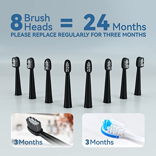 7AM2M Sonic Electric Toothbrush for Adults and Kids- High Power Rechargeable Toothbrushes with 8 Brush Heads,5 Adjustable Modes, Built-in 2-Minute Smart Timer,4 Hours Fast Charge for 30 Days(Black)