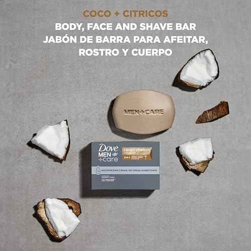 Dove Men+Care Hidratante Coco + C?tricos Hand & Body Face + Shave Bar 6 Count for Hydrated Skin 3.75 oz