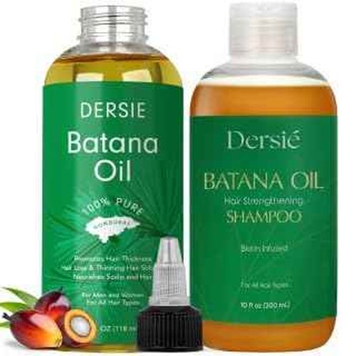 Dersie Batana Oil Hair Growth Bundle: 100% Pure Batana Oil & Shampoo - Dr. Sebi Approved Hair Growth Set for Thicker, Stronger Hair - Sulfate-Free & Paraben-Free