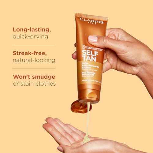 Clarins Self Tanning Tinted Gel | Self Tanner For Face and Body | Natural, Long-Lasting, Streak-Free, Buildable, Instant Tan* | Non-Staining and Fast Absorbing | Contains Glycerin