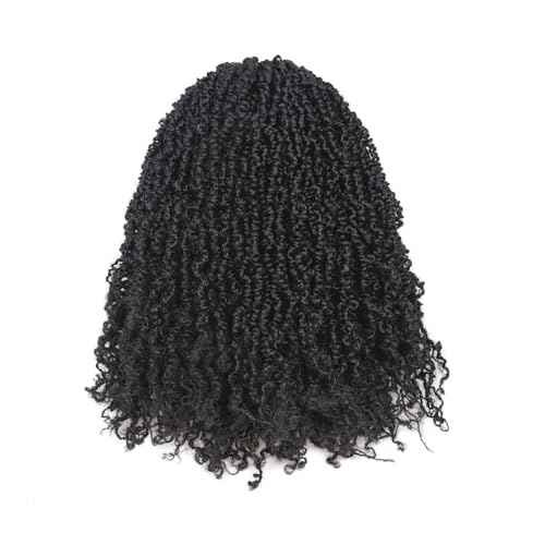 Yanky Twist Crochet Hair - 12 Inch 8 Packs (240 Strands) Natural Black Pre-twisted Fluffy Spring Passion Micro Mini Twist, Pre-Looped Mid-Length Curly Crochet Braids (12 Inch, 1B-8P)