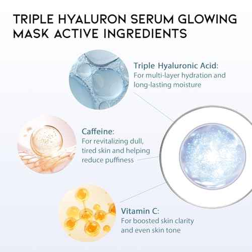 50Combo Korean Face Sheet Mask Gift Pack, Hydrating, Calming, Brightening, Smooting, Rejuvenating, EVE Vegan, Cica, Hyaluron, Retinol, Ceramide, Collagen