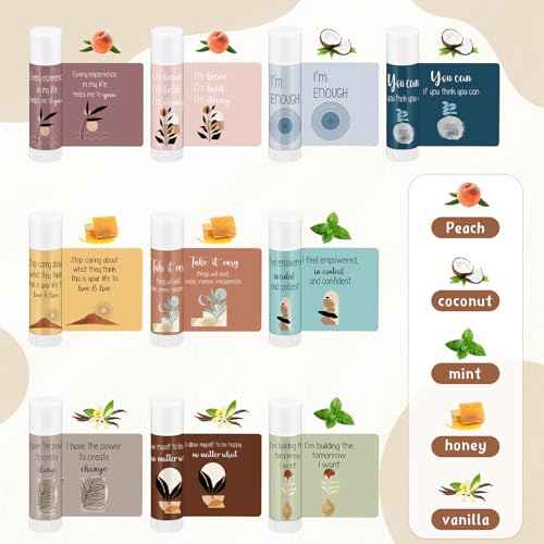 Leelosp 100 Sets Positive Affirmation Gifts Set for Women Lip Balm Bulk with Positive Daily Affirmation Cards, Motivational Encouragement, Self Care Gifts for Stress Relief, Mental Health Awareness