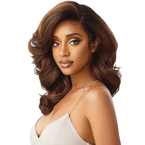Outre LACEFRONT PERFECT HAIR LINE Glamorous Wavy Fully Hand-Tied 13¡±x 6¡± Frontal HD Baby Hair Transparent Lace Easy-to-Style Heat Friendly - JULIANNE (DR2/CHOSWI)