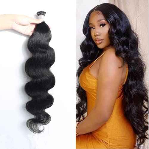 I Tips Body Wave Microlink Human Hair Extensions Brazilian 100% Real Human Hair Bundles Itips Micro Beads Body Wave Bulks Pre Bonded Keratin Stick Tipped Hair Extensions 100 Strands 100g 22"