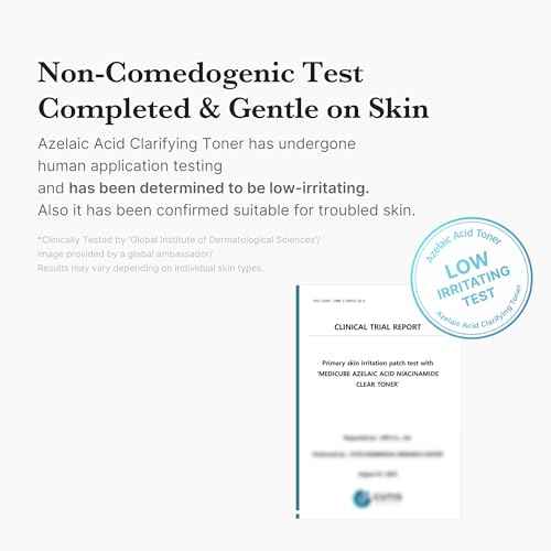 medicube Azelaic Acid Niacinamide Clarifying Toner | Troubled Skin Care, Ideal for Purifying & Calming | 4% Azelaic Acid & 2% Niacinamide| Soothing Daily Toner | Korean Skin Care | 8.45 fl.oz