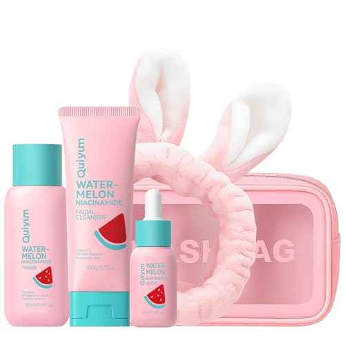 Watermelon Skin Care Set, Beauty Gift Sets, Facial Skincare Products, Routine Skin Care for Teens, Nourishing, Hydration, Glow Up, Trendy Stuff for Girls with 3PCS, Birthday Christmas Gift