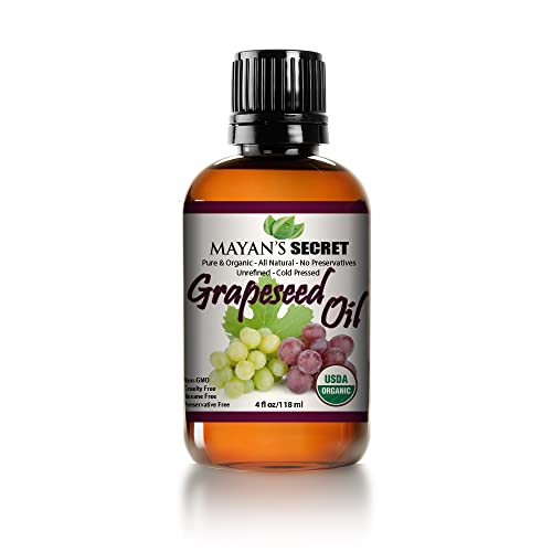 USDA Certified Organic GRAPESEED Oil Anti-Aging MOISTURIZER - Facial Cleanser | Unrefined, Cold Pressed | Essential to Reduce Skin Wrinkles and Stretch Marks | Dandruff Remover
