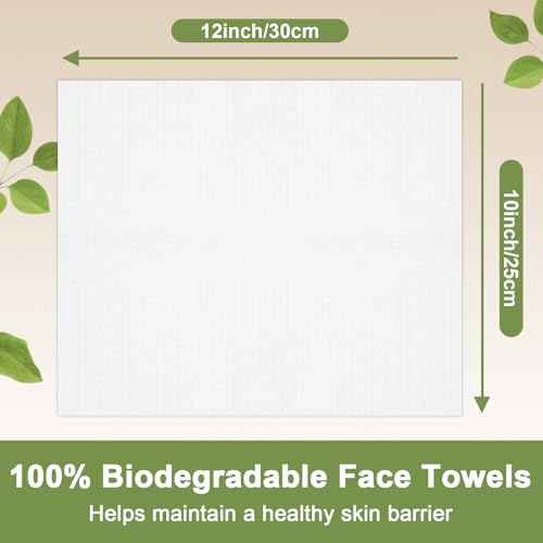 Disposable Face Towels, 50 Count Ultra Soft Biodegradable Facial Cleansing Cloths, Lint-Free Makeup Remover Cloth in Paper Box