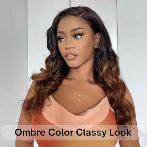 Chestnut Brown Ombre Color T1B/2/30 Human Hair Body Wave Single Bundle, Thick 12A Brown 3 Tone Ombre Bundles With Dark Roots 100% Remy Hair Wavy Sew In Quick Weave Keep Soft after Washes 12 IN