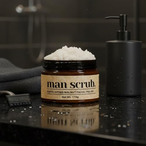 Walnut Face Scrub for Men ? Gritty Exfoliating Facial Cleanser with Natural Oils Walnut Powder, Deep Clean, Clears Pores, Smooths Texture, Helps Men's Acne-Prone Skin ? Non-Comedogenic, Cruelty-Free