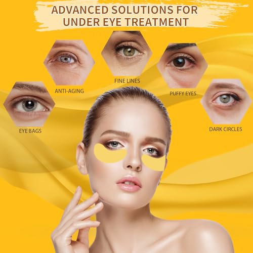 Under Eye Patches For Puffy Eyes 30Pairs, 24K Gold Eye Mask For Dark Circles and Puffiness, Under Eye Mask Patches Skincare, Eye Gel Pads, Eye Patches For Wrinkles, Puffy Eyes Bags Treatment Women Men