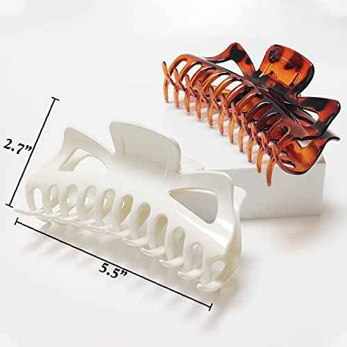 5.5¡± Large Hair Claw Clips, Big Hair Clips Enough to Hold Your Hair, Hair Clips for Women Thick Hair (Shiny-4pcs)