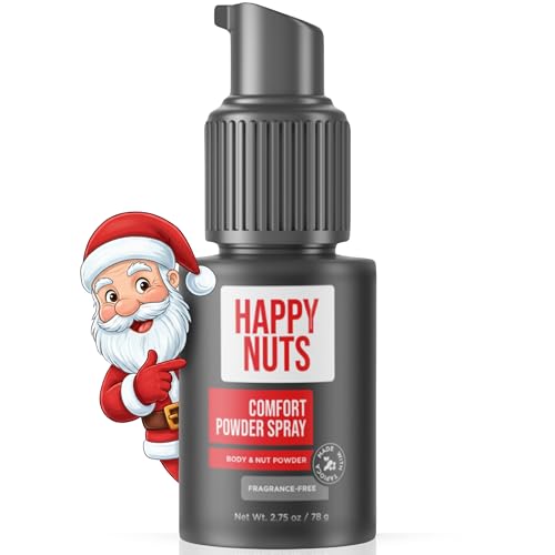 Happy Nuts Comfort Powder Spray Deodorant For Men: Anti-Chafing Sweat Defense, Odor Control, Aluminum-Free, Perfect Stocking Stuffer Gift for Men's Private Parts 2.75 oz (1 Pack), Fragrance-Free