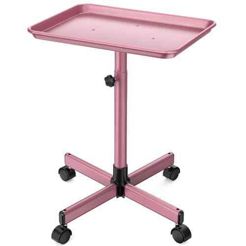 JOSTZHXIN Salon Tray,Rolling Tray Tattoo Tray,Hairstylist Rolling Tray Trolley, Height Adjustable Salon SPA Service Tray Cart