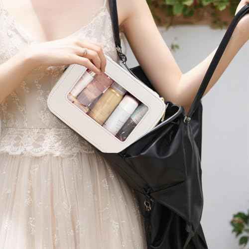 Clear Makeup Bag Set, Travel Makeup Case Clear Cosmetic Travel Bag Small Makeup Organizer Mini Make Up Pouch for Purse Waterproof Toiletry Bag Portable Car Essentials Car Organizer