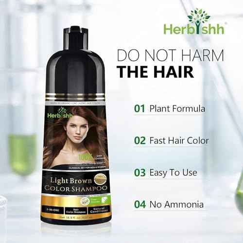 Combo Pack - Herbishh Shampoo for Gray Hair + Argan Intense Hair Mask - Long-lasting Dye Shampoo, Colors in Minutes - 500 Ml - Stimulates Dry, Frizzy Hair (Light Brown)