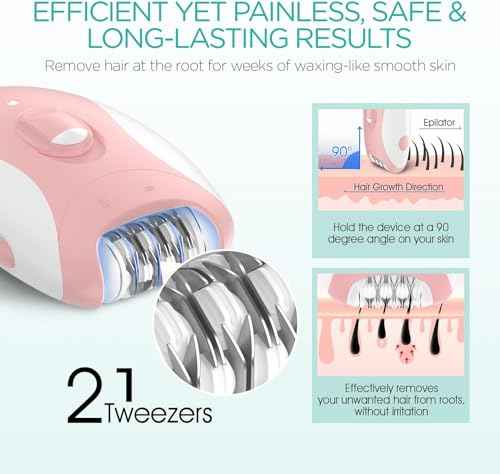 Epilator for Women, Smooth Glide Epilator for Women Face with 2 Speeds, Epilator Smooth Face Trimmer Device, Facial Hair Removal for Face Legs Arms Armpit Bikini