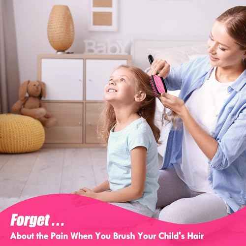 4 Pack Vented Detangling Hair Brush - Detangler Hairbrush with Soft Bristles for Effortless Tangle Free - Ideal for Wet Dry or Curly Damaged Hair for Women Men Kids