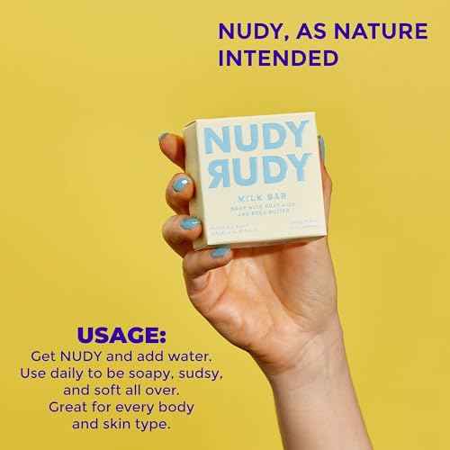 Nudy Rudy Milk Bar, Goat Milk Soap Bar Puck, Made with Organic Shea Butter, Triple Milled Bar, No Harsh Ingredients, All Skin Types, 4.2 oz, Made in Australia
