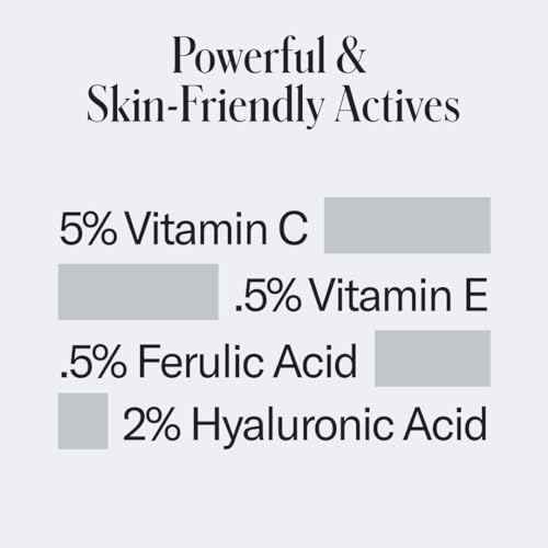 Geologie Vitamin C+E Ferulic Acid Face Serum | Brightening & Firming Anti-Aging Gel Formula | 5% Light-Protected & Stabilized Vitamin C , 0.5% Vitamin E, 1.5% Hyaluronic Acid | 30 ML