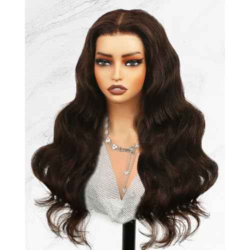 CLong Chocolate Brown Lace Front Wig Human Hair,4# Chestnut Brown Body Wave 13x4 Lace Front Wigs Human Hair Pre Plucked Wigs Human Hair for Women 22inch