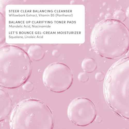 Evereden Pre-Teen Collection: Triple Green Tea Steer Clear Balancing Jelly Cleanser Face Wash, Let's Bounce Gel-Cream Face Moisturizer, & Balance Up Water-Based Toner Pads for Face