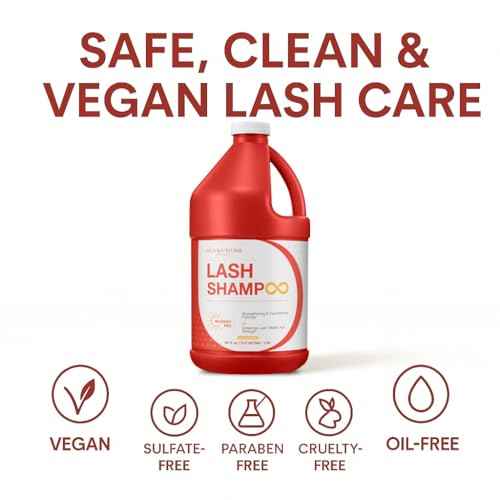ISLA & FONTANE Lash Shampoo ? Nourish Red 64 fl oz | Strengthening Lash Foam Cleanser for Extensions | Biotin & Keratin Lash Care | Lash Shampoo Bulk for Salon Use & Home Use