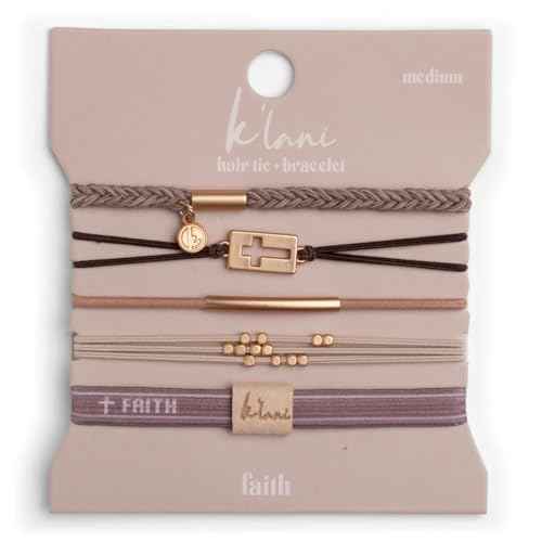 K'lani Faith Bracelets for Women ? Elastic Bracelets and Boho Hair Ties ? Cute Hair Ties for Women and Hair Tie Accessories ? Stylish Bracelets Boho Style for Hair and Wrist ? Set of 5 (Medium)