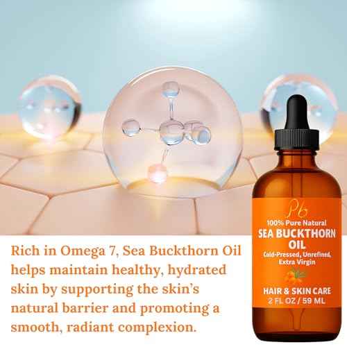 Sea Buckthorn Oil ? 100% Pure Cold-Pressed from Fruit & Seed ? Sea Buckthorn Seed Oil for Face, Hair, Skin & Nails ? Supports Radiant, Youthful-Looking Skin ? Amber Glass Bottle 2 fl oz