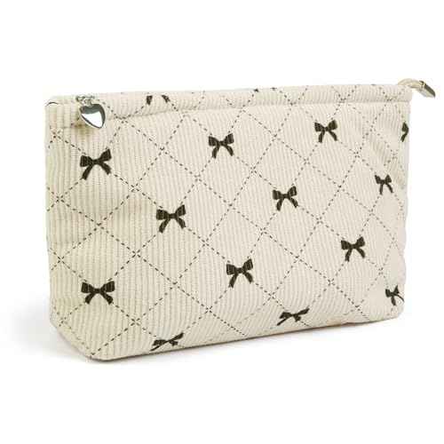 Bows Cosmetic Bags for Women, Cute Bow Makeup Bag Coquette Aesthetic Purse Travel Makeup Bag Small Cosmetic Bag for Purse