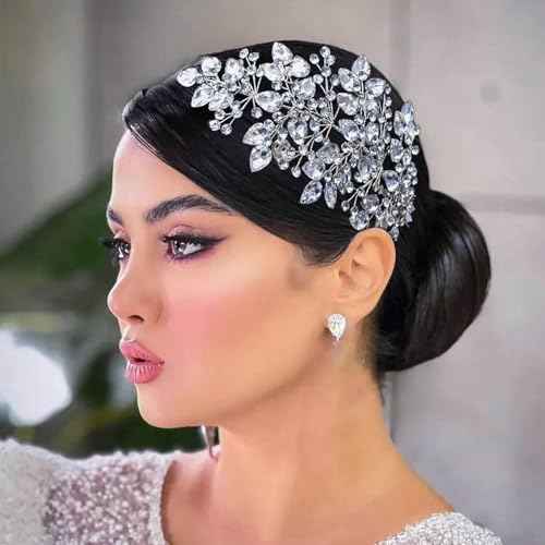 Wedding Hair Pieces for Brides, Rhinestone Bride Headpiece, Handmade Bridal Hair Accessories