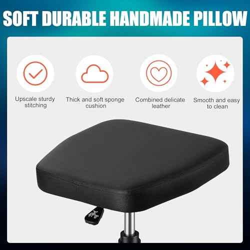 POARMEEY Black Swivel Stool with Wheel Rolling Height Adjustment Spa Drafting Salon Tattoo Work Office Massage Stools Task Chair