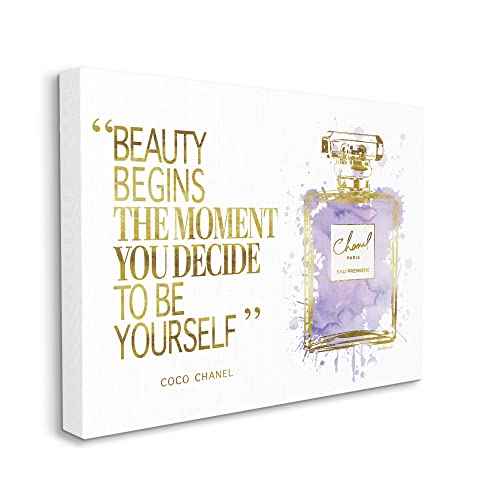 Stupell Industries Beauty Begins Designer Quote Purple Glam Perfume Bottle, Design by Amanda Greenwood