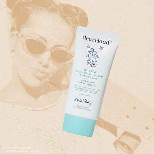 dearcloud Keith Haring Tone Blur Essence Sunscreen SPF 50+ PA++++ ? Korean Sunscreen for Face, Primer & Vegan (1.69 fl oz)
