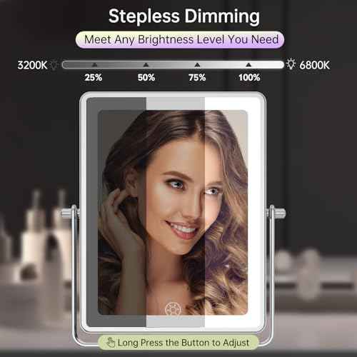 FASCINATE 5000mAh Rechargeable Wall Mounted Makeup Mirror with Lights, 8.7 Inch Double Sided Touch Switch 1X 30X Magnifying Bathroom Mirror, 3 Color Lights Dimmable Extended Arm 360¡ÆRotation (Chrome)
