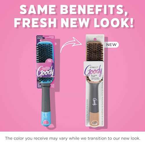 Goody Detangle It Boar Bristle Hair Brush, Use as a Detangling or Styling Brush, Conditions & Boosts Shine, Helps Tackle Knots & Reduce Frizz, For Wet or Dry Hair, Brown/Grey