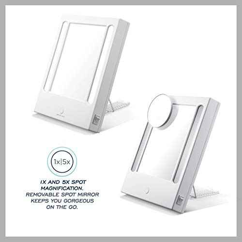 Conair Lighted Makeup Mirror, LED Vanity Mirror, 1X/5X Magnifying Mirror, Corded in Glossy White