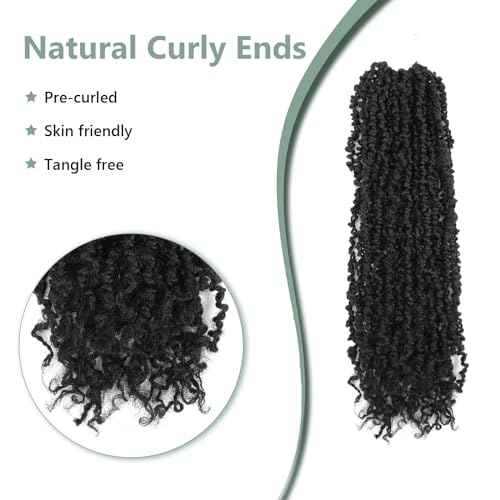 Yanky Twist Crochet Hair 16 Inch 8 Packs Crochet Yanky Twist Hair Spring Mini Twist Crochet Hair Extensions 1B Bohemian Passion Twist Braiding Hair for Black Women