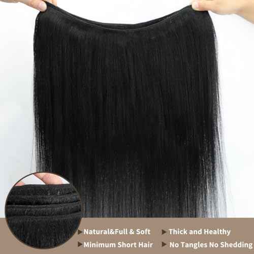 16 18 20 Inch Human Hair Bundles 12A Straight Bundles Human Hair 100% Unprocessed Brazilian Virgin Hair for Women Quick Weave Hair 3 Bundle Deals Hair Extensions Natural Black