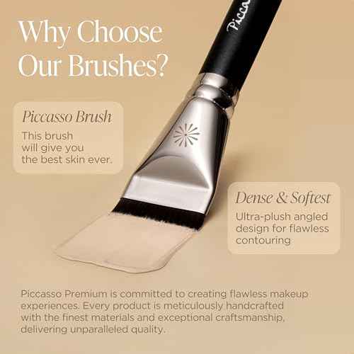 Piccasso 258 Concealer Brush ? Angled Face Makeup Brush for Under Eye Concealer, Nose Contour, and Liquid Blush, Korean Synthetic Makeup Brush for Precise Coverage and Blending