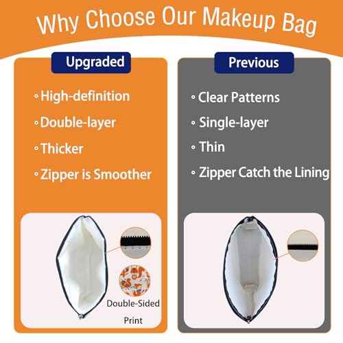 DOOX Cat Makeup Bags with Lining, Funny Cosmetic Bags Pencil Pouch - Double-Sided Print - Cute Cat Birthday & Christmas Gifts for Daughter, Sister, Women