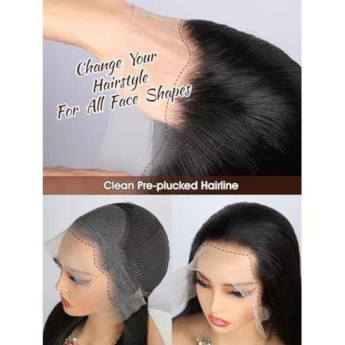 BELE 13X4 Straight Lace Front Wigs Human Hair 210% Density Straight Human Hair Wigs Double Drawn Hair Wigs for Black Women Bleached Knots Pre Plucked with Baby Hair 18 Inch