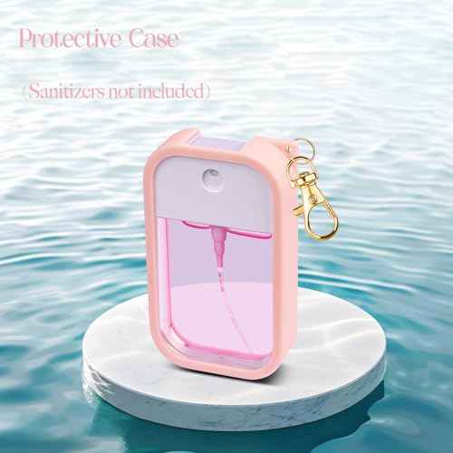 TERPINK Silicone Case Compatible with Touchland Hand Sanitizer Spray, Protective Case with Keychain for Power Mist and Glow Mist 1 fl oz, Hand Sanitizer Spray Accessory (Pink, 1 Pack)