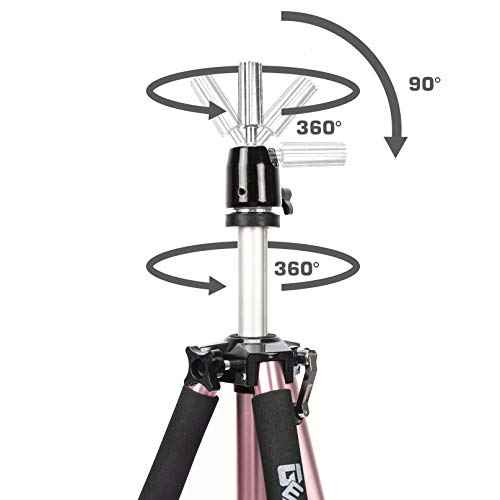 GEXWORLDWIDE GEX 63" Heavy Duty Mannequin Tripod Stand Wig Stand for Wig Mannequin Head Training Doll Manikin Head for Cosmetology Hairdressing with Travel Bag (Rose Gold)