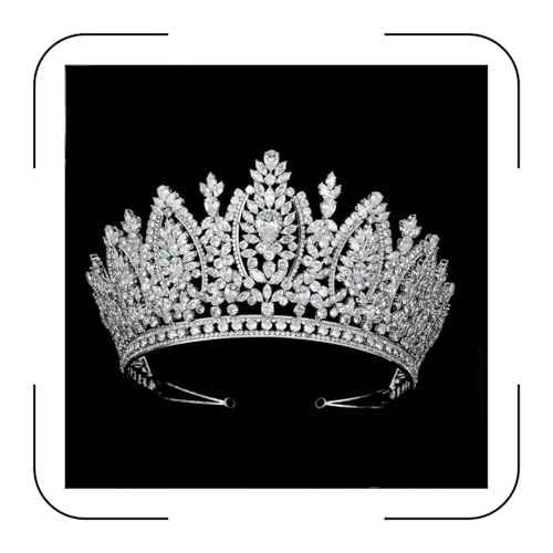 QXMYOO Large Wedding Crowns Cubic Zirconia Sweet 16 Birthday Prom Quinceanera Tiaras for Women CZ Crystal Bridal Headpieces