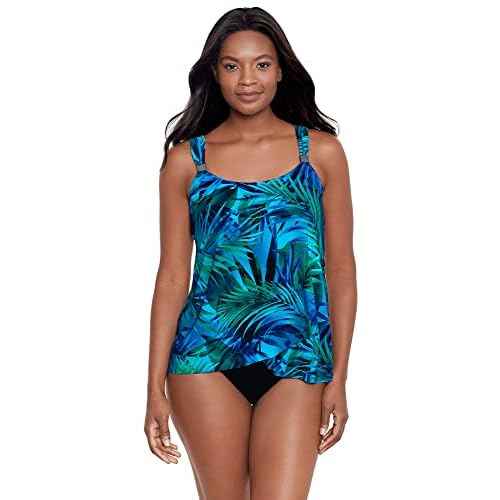 Miraclesuit Women's Swimwear Dazzle Scoop Neck Underwire Bra Tankini Bathing Suit Top